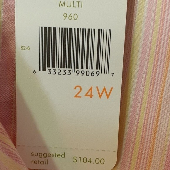 $104 sigrid olsen Silk shirt 24w 3x blouse top pink striped summer career luxury - Picture 6 of 6